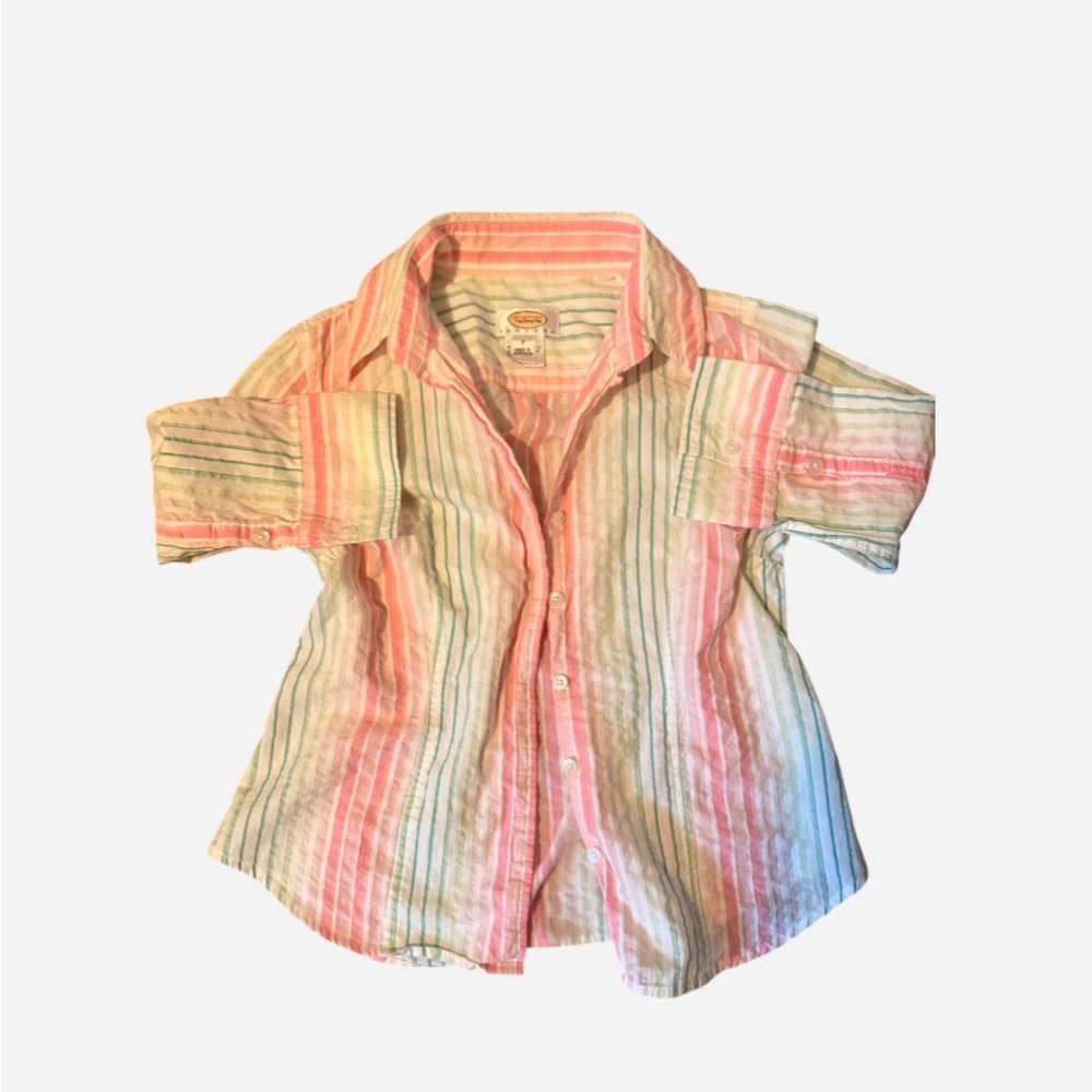 Striped Shirt - Pink, Green, and White